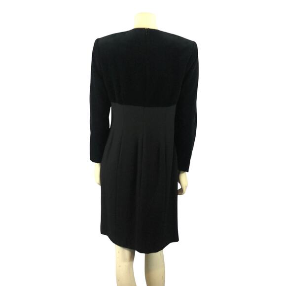 Vintage Kasper ASL Black Velvet Dress with velvet front buttons size 8 p - Picture 9 of 12